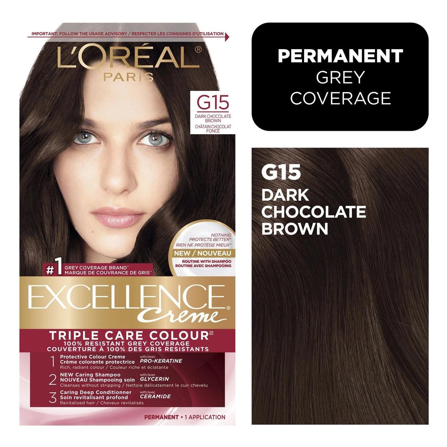Excellence L'Oreal Paris Triple Protection Permanent Hair Color - 6.3 Fl Oz - 4AR Dark Chocolate Brown - 1 Kit