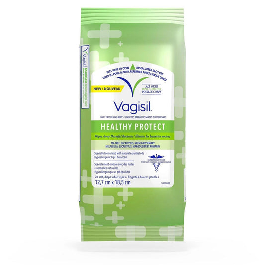 Vagisil Healthy Detox Wipes, For All Over Cleaning, Formulated With Essential Oils, 20 Wipes In A Re-Sealable Pouch