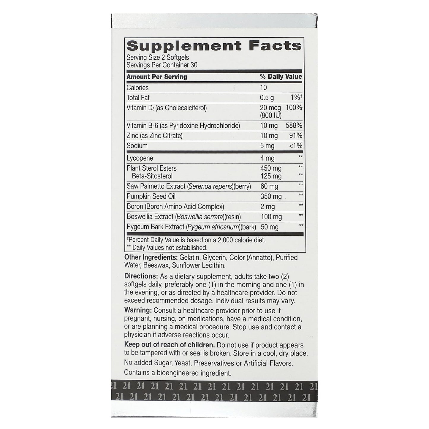 21st Century Prostate Health With Beta-Sitosterol, 125 Mg, 60 Softgels