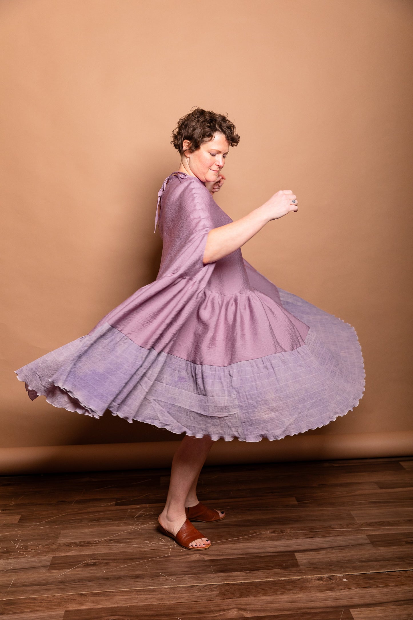 Hand-Painted Sweep Midi Dress