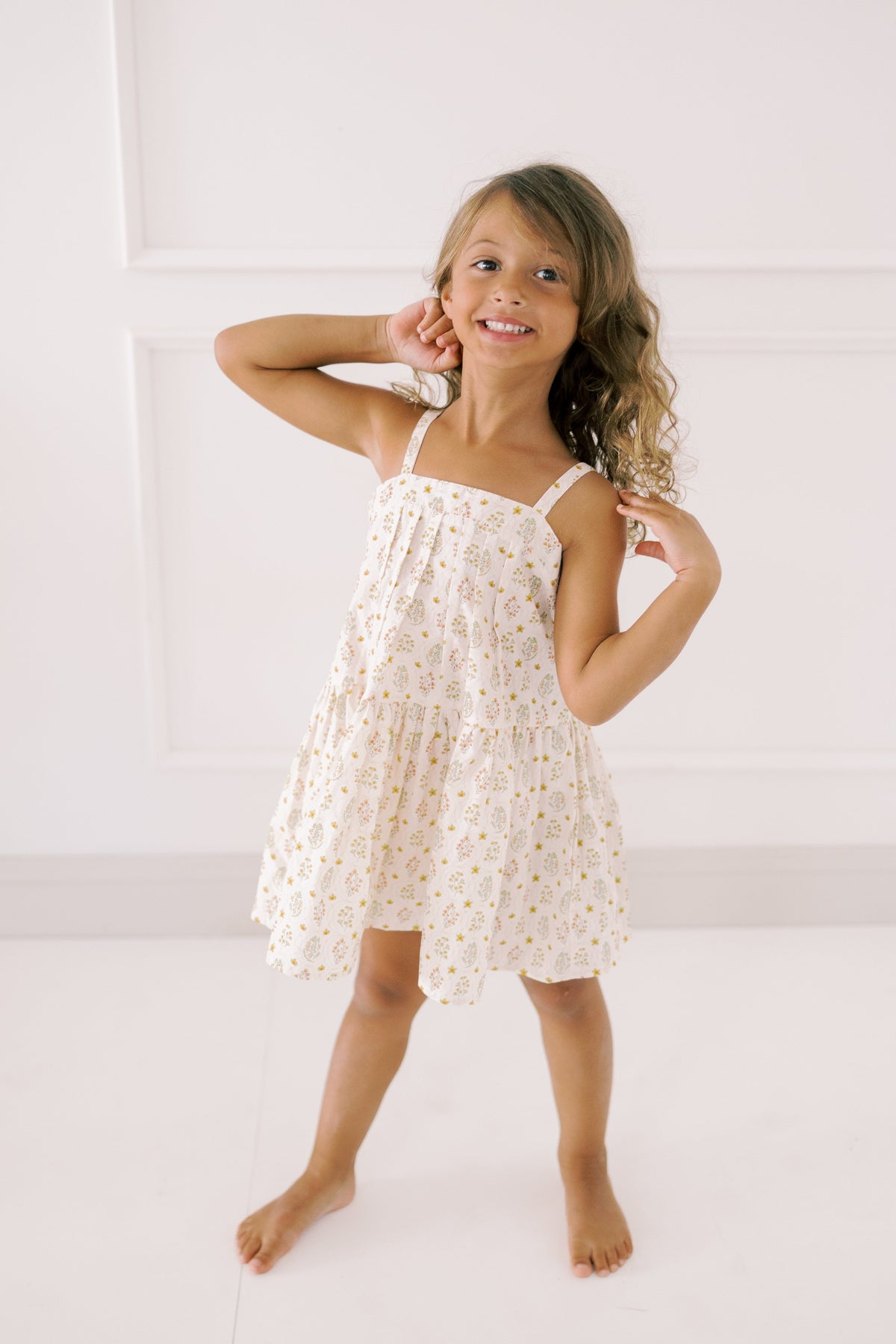 Hikari Pintuck Dress | Golden Blossom