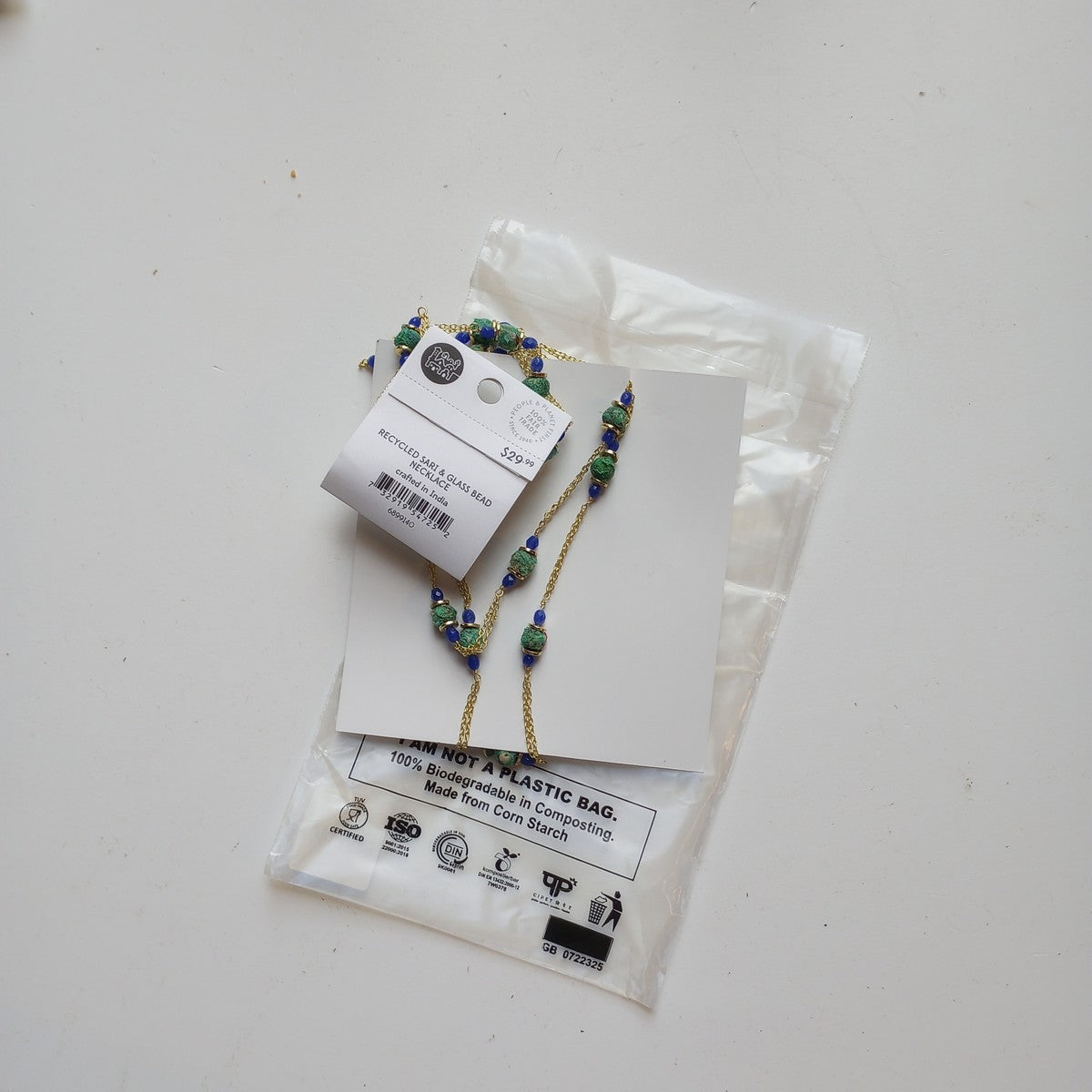 Recycled Sari & Glass Bead Necklace