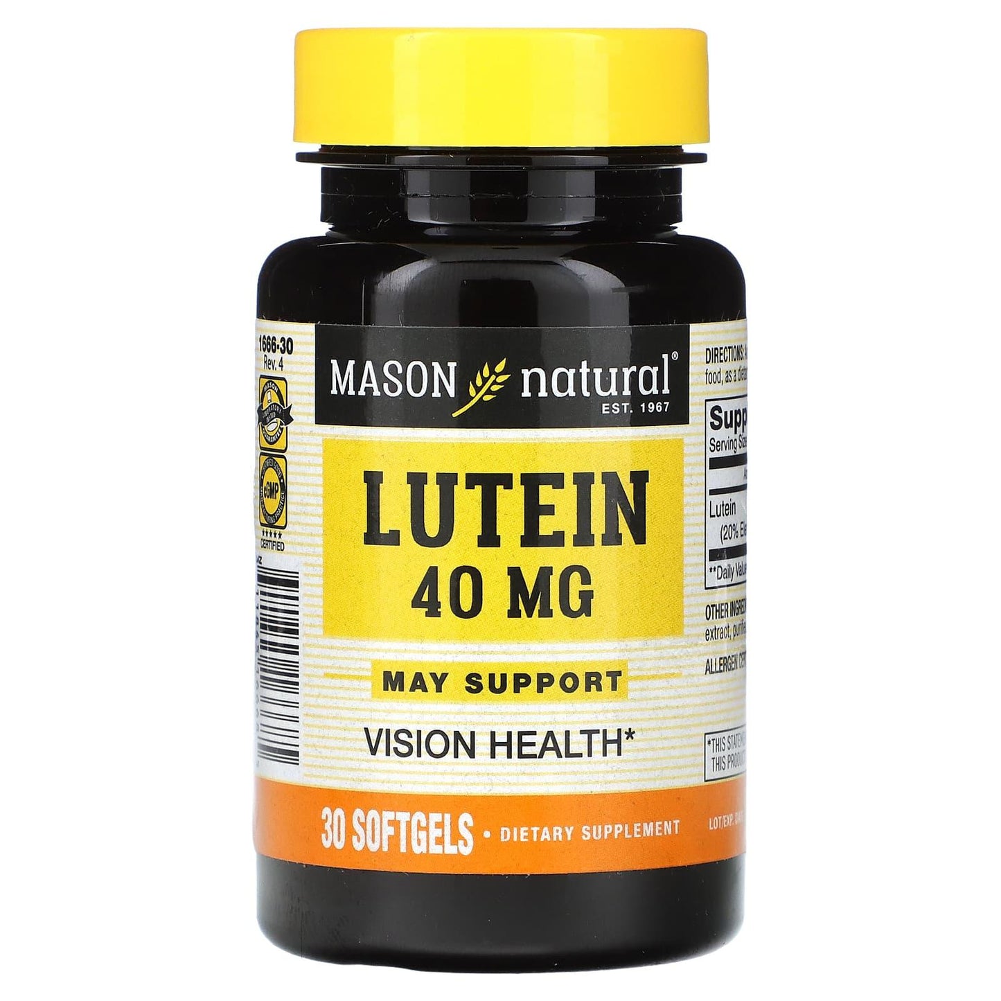 Mason Natural Lutein 40 Mg Ultra Strength, 30 Softgels