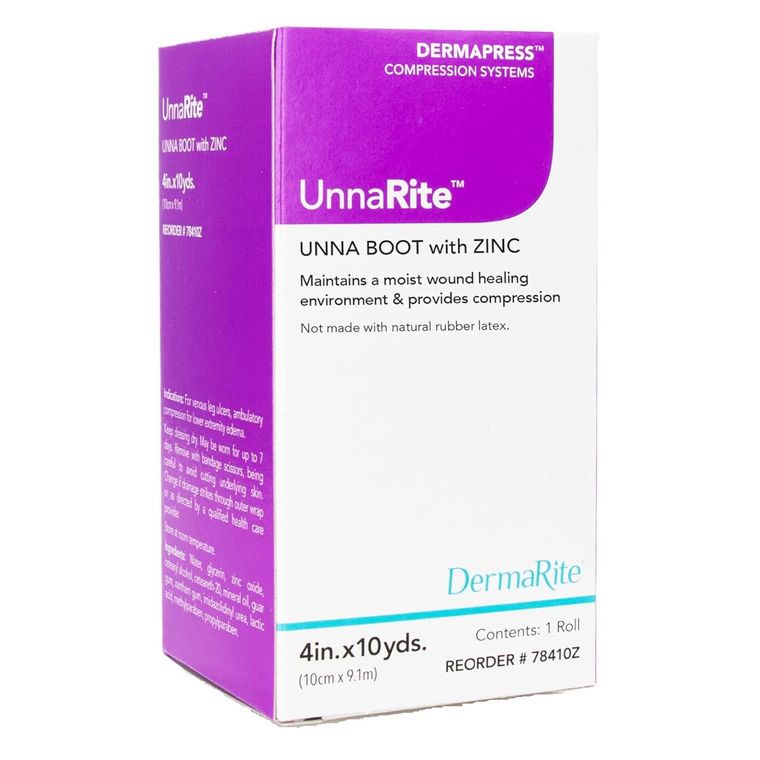 DermaRite Unna Boot UnnaRite Zinc Oxide 4 Inch X 10 Yard