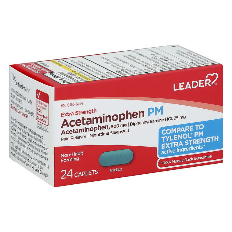 Leader Acetaminophen PM, Extra Strength, Caplets