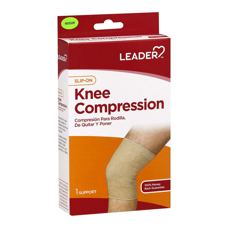 Leader Slip On Knee Compression Support Beige, Medium