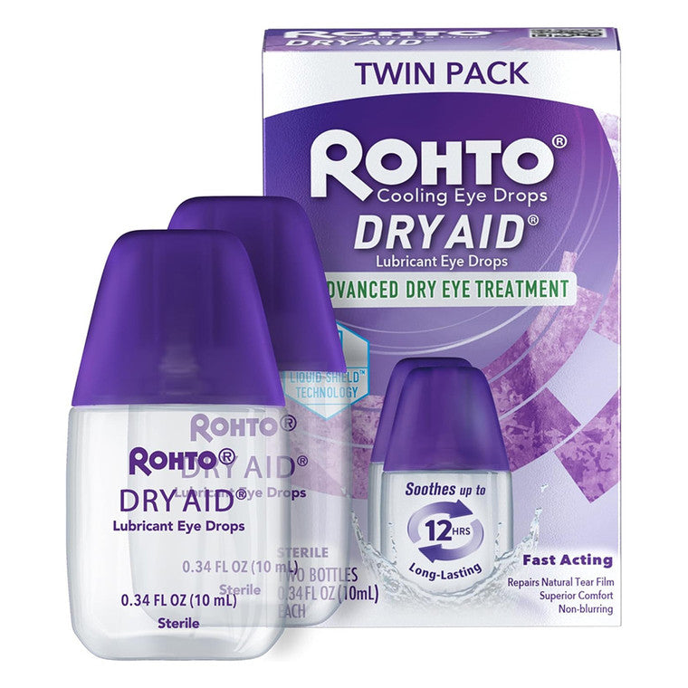 Rohto Dry-Aid Dry Eye Relief Lubricant Eye Drops, Twin Pack