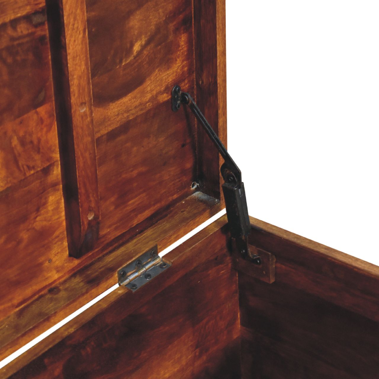 Solid Wood Buffalo Leather Upholstered Hide Chestnut Storage Trunk