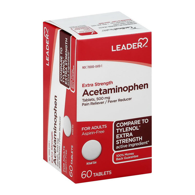 Leader Health Care Acetaminophen Extra Strength, 500 Mg Tablets For Adults