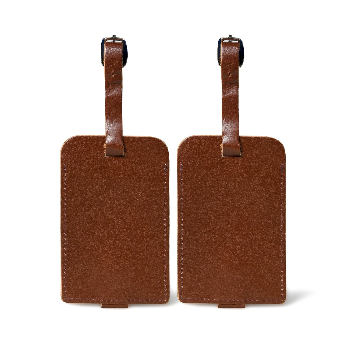 Dark Brown Leather Luggage Tags Set