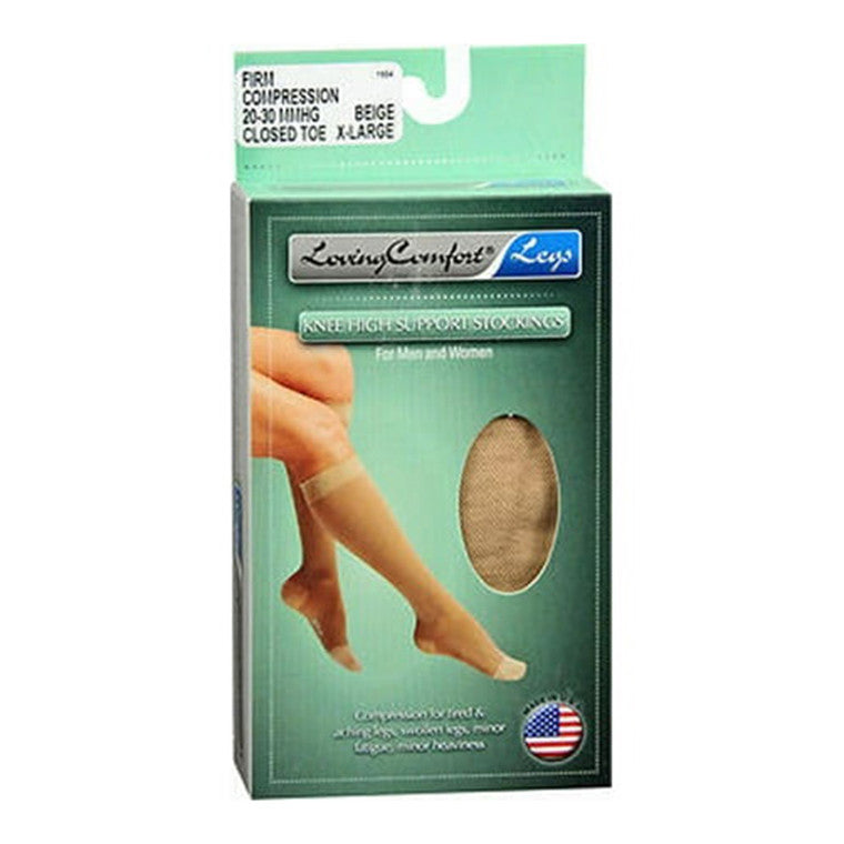 Scott Specialties Loving Comfort Support Knee High Stockings Firm Compression Beige X-Large