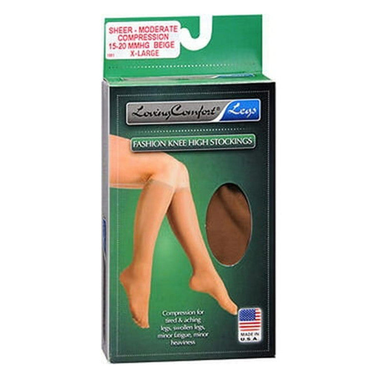 Scott Specialties Loving Comfort Fashion Knee High Stockings Sheer Moderate Compression Beige