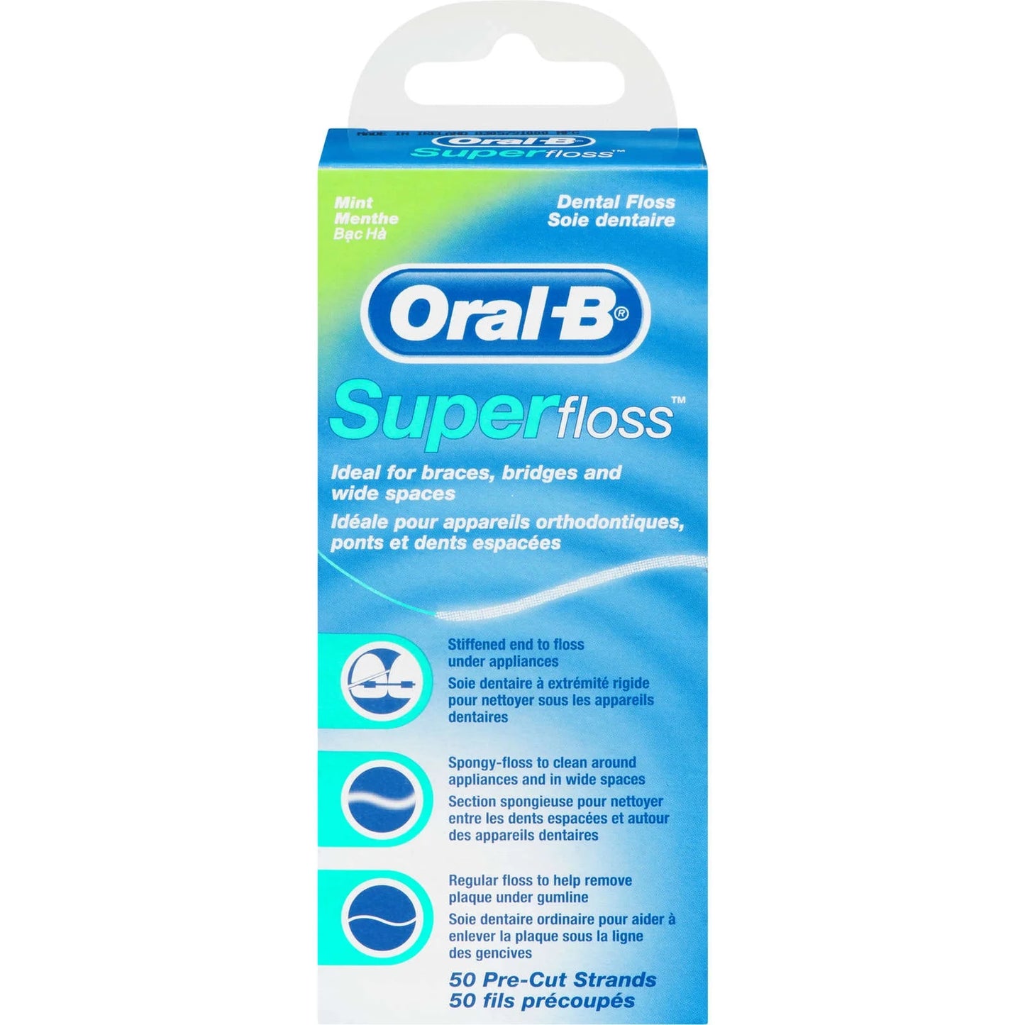 Oral-B Super Floss Pre-Cut Strands Dental Floss, Mint