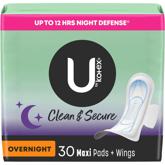 U by Kotex Clean & Secure Overnight Maxi Pads With Wings