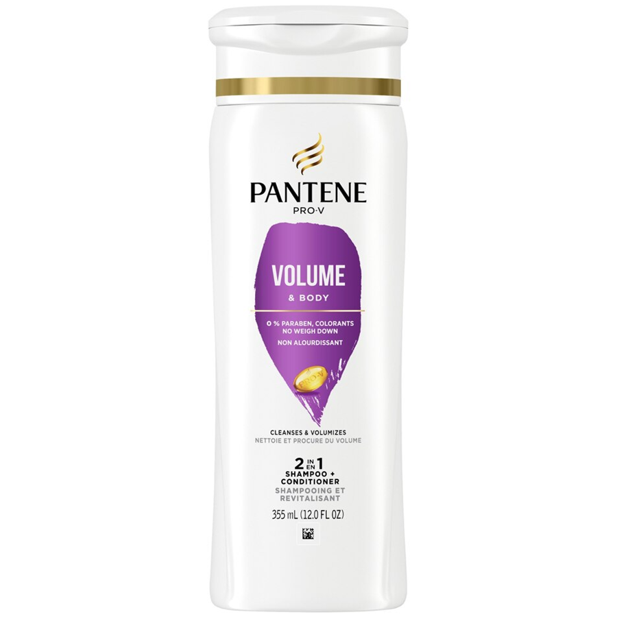 Pantene Shampoo + Conditioner, 2 In 1, Volume & Body 12 Fl Oz