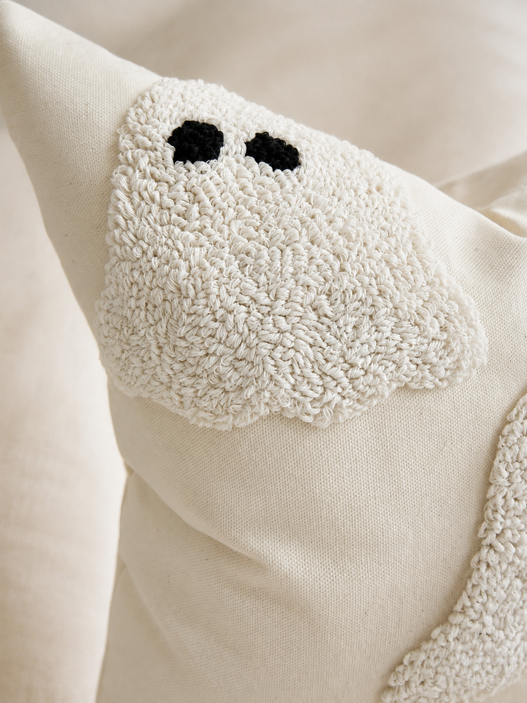 Ivory Tufted Ghost Lumbar Pillow Cover
