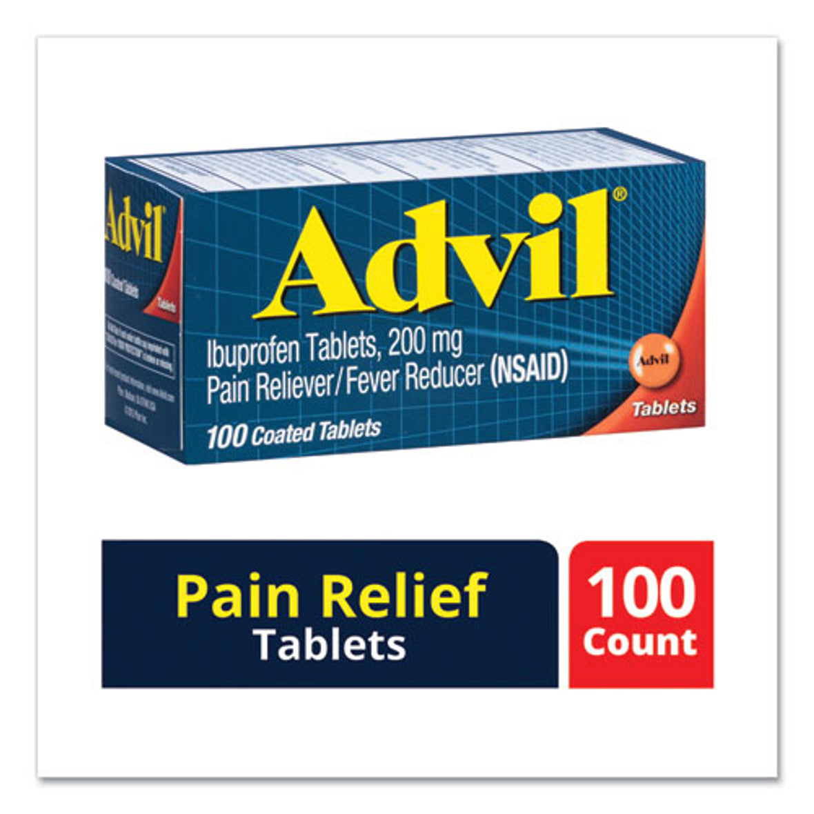 Advil Pain Reliever/Fever Reducer Ibuprofen Coated Tablets, 200 Mg