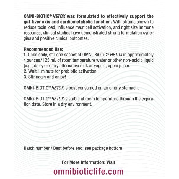 OMNi BiOTiC HETOX Probiotic Liver Detox – Bifidobacterium & Lactobacillus Probiotic Supplement – Hypoallergenic Gut-Liver Support – Non-GMO Detox Cleanse For Men And Women