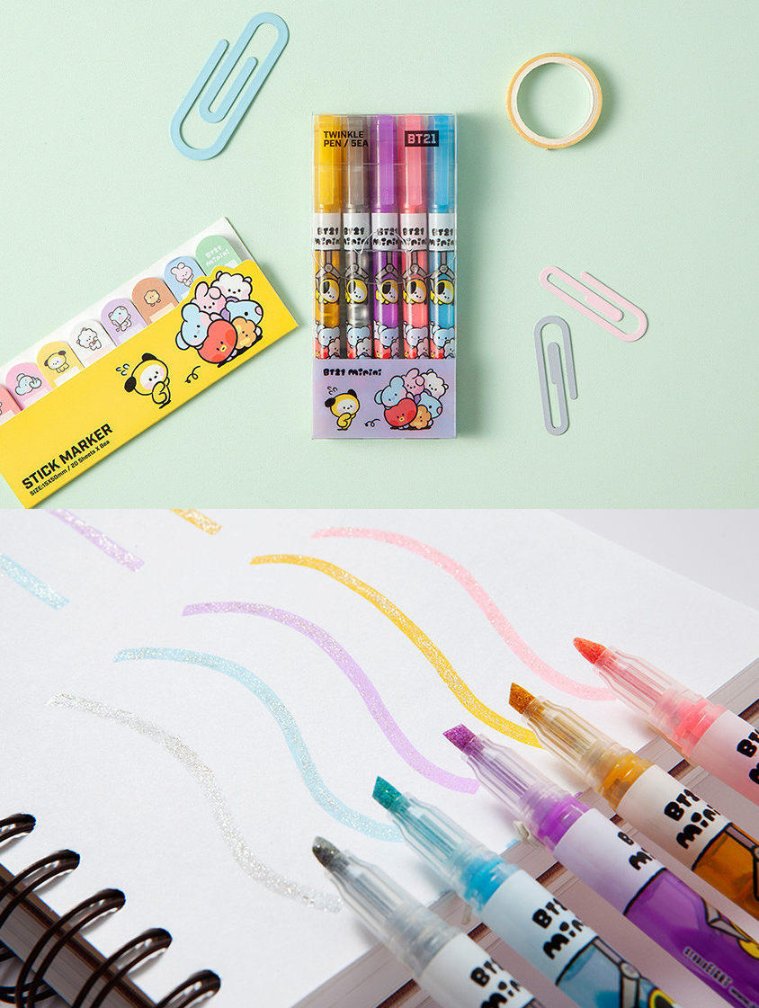 BT21 Minini Twinkle Pen 5Ea