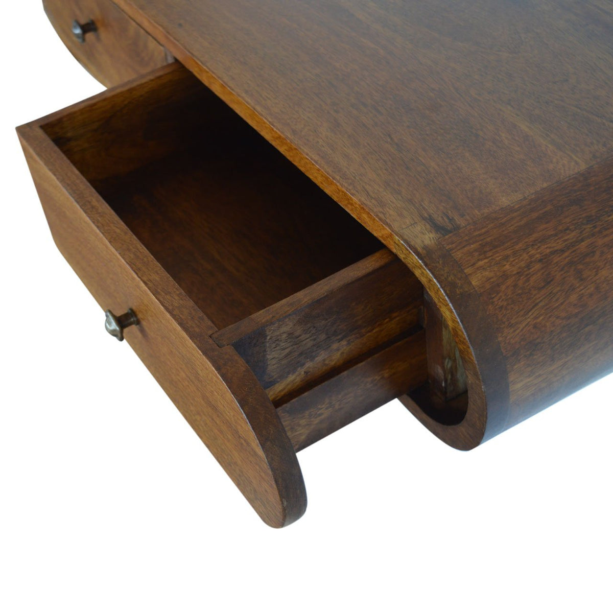 Solid Wood Floating London Console, 2-Drawers, Chestnut, Brown