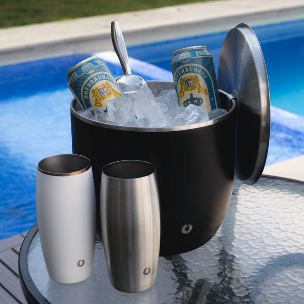 Stainless Steel Beer Glass Set, Set of 2 - Steel
