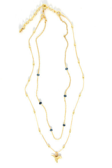 Hummingbird Lapis Convertible Necklace - Osadia Concept Store