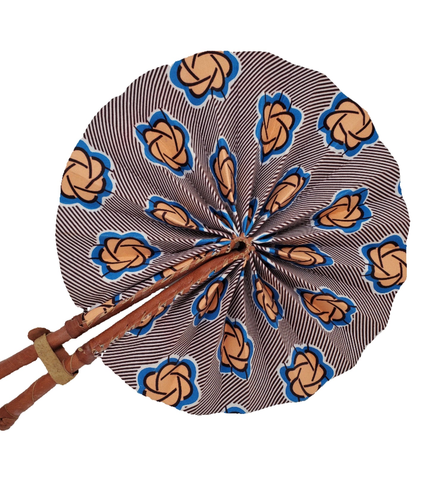 African Wax Print Fan, Handmade in Ghana