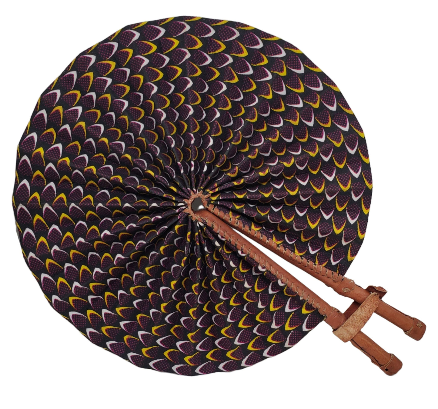African Wax Print Fan, Handmade in Ghana