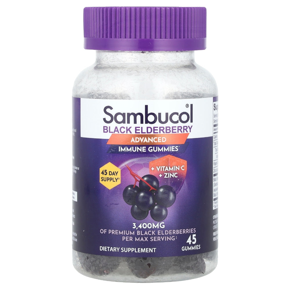 Sambucol Black Elderberry Immune Gummies, Advanced, 45 Gummies