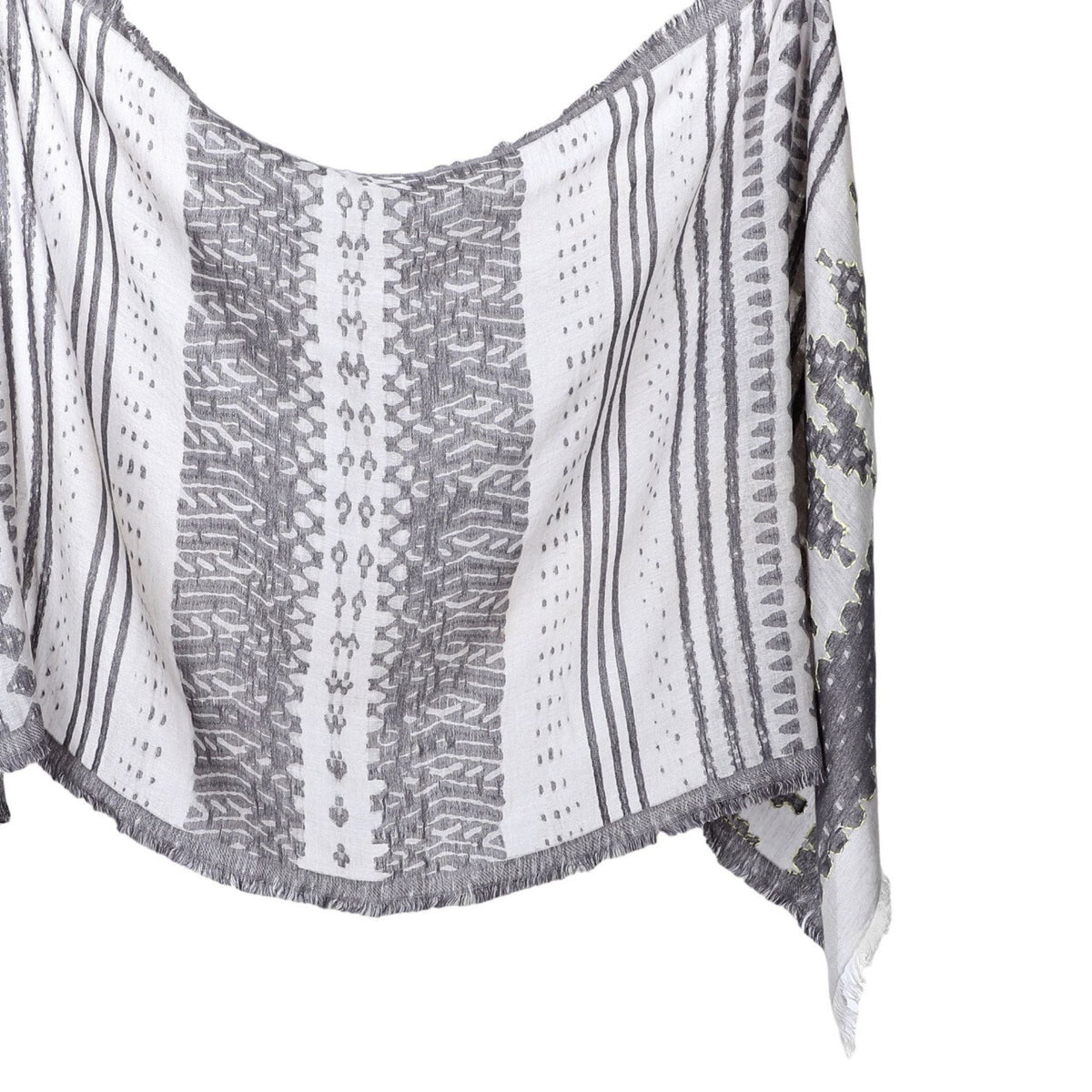 Monochrome Tribal Weave Scarf - Natural