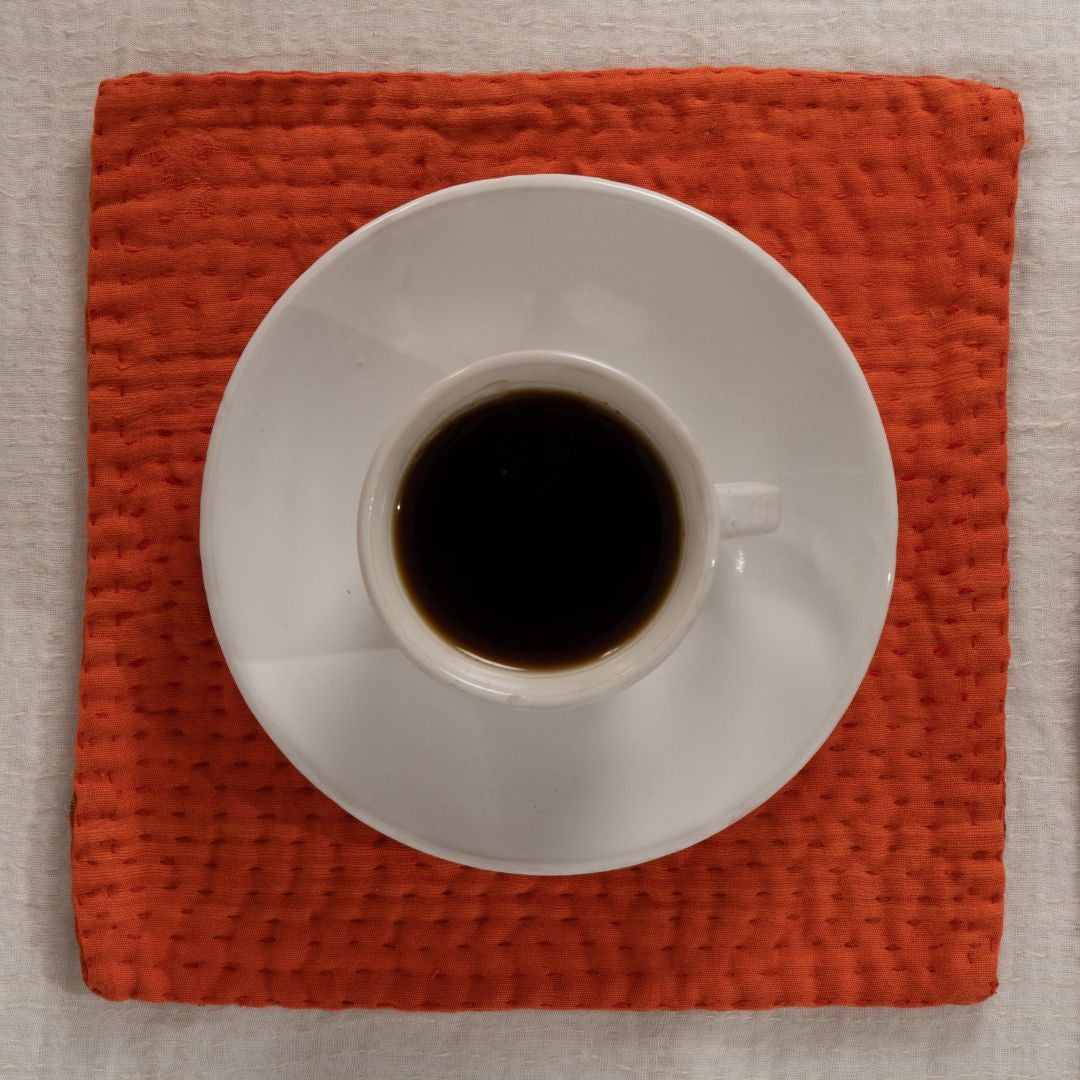 Mosaic Fray Handmade Kantha Vintage Coaster Set - Carrots