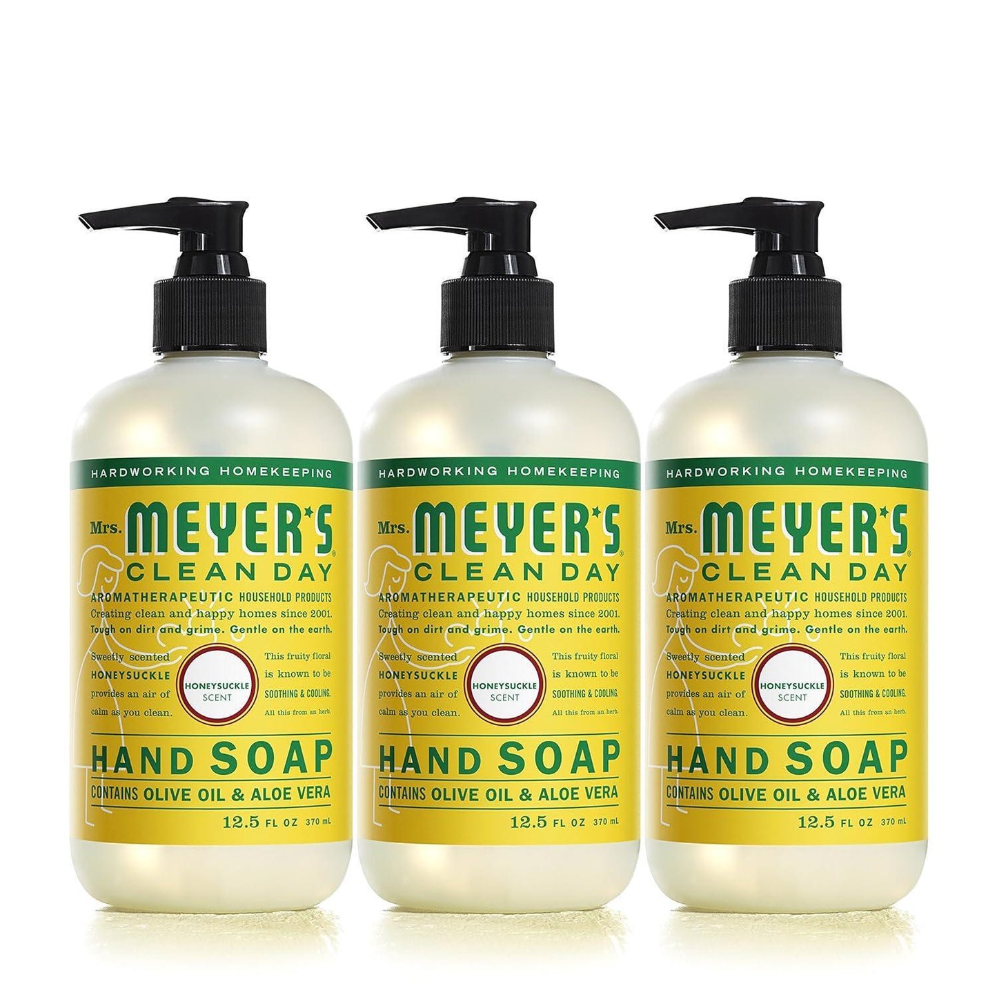 Mrs. Meyer's Clean Day Liquid Hand Soap Bottle, Honeysuckle Scent, 12.5 Fl Oz