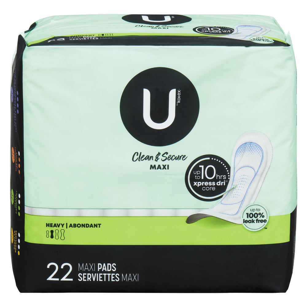 U by Kotex Security Maxi Pads, Heavy Flow, Long, Unscented