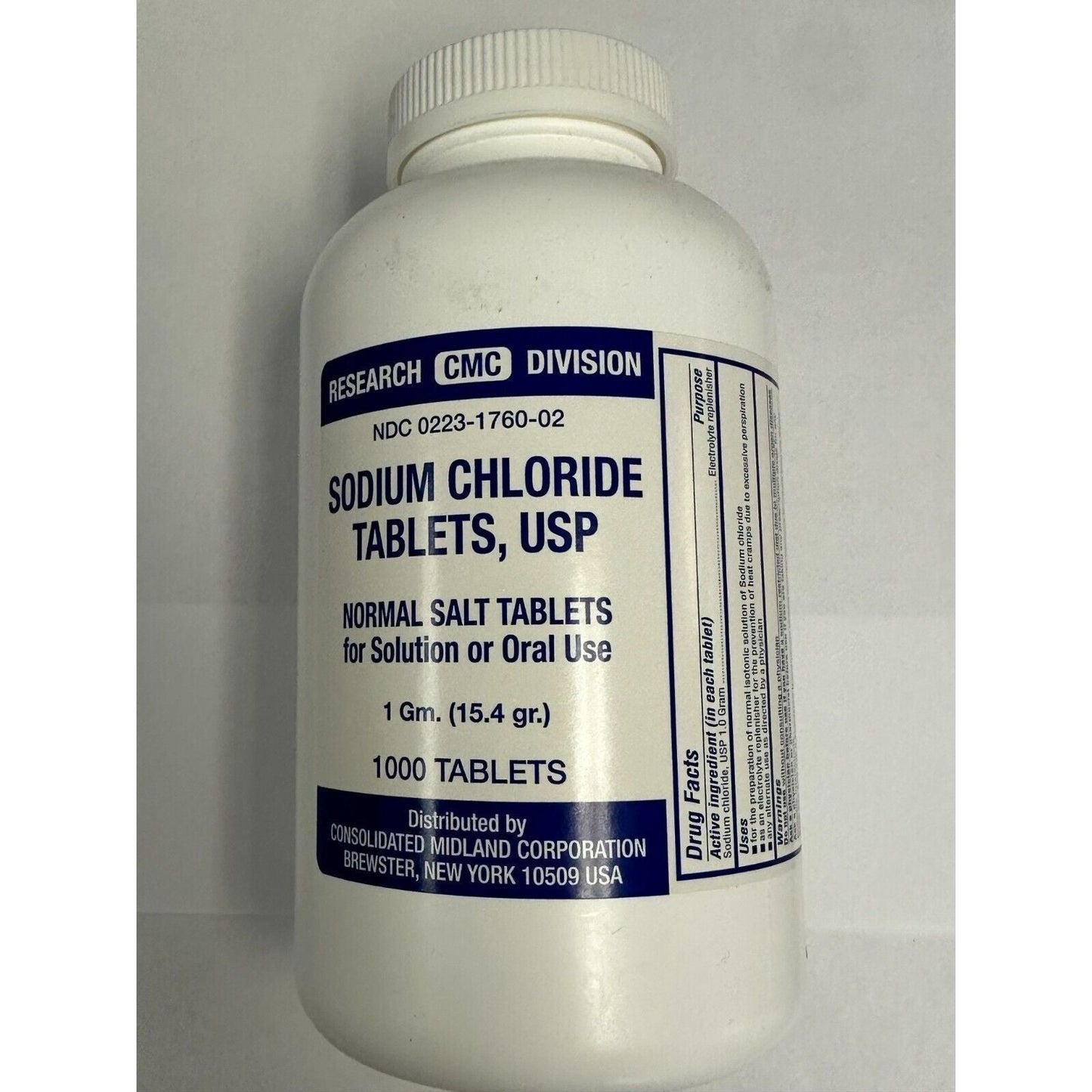 Sodium Chloride USP Normal Salt 1000 Tablets 1 Gram