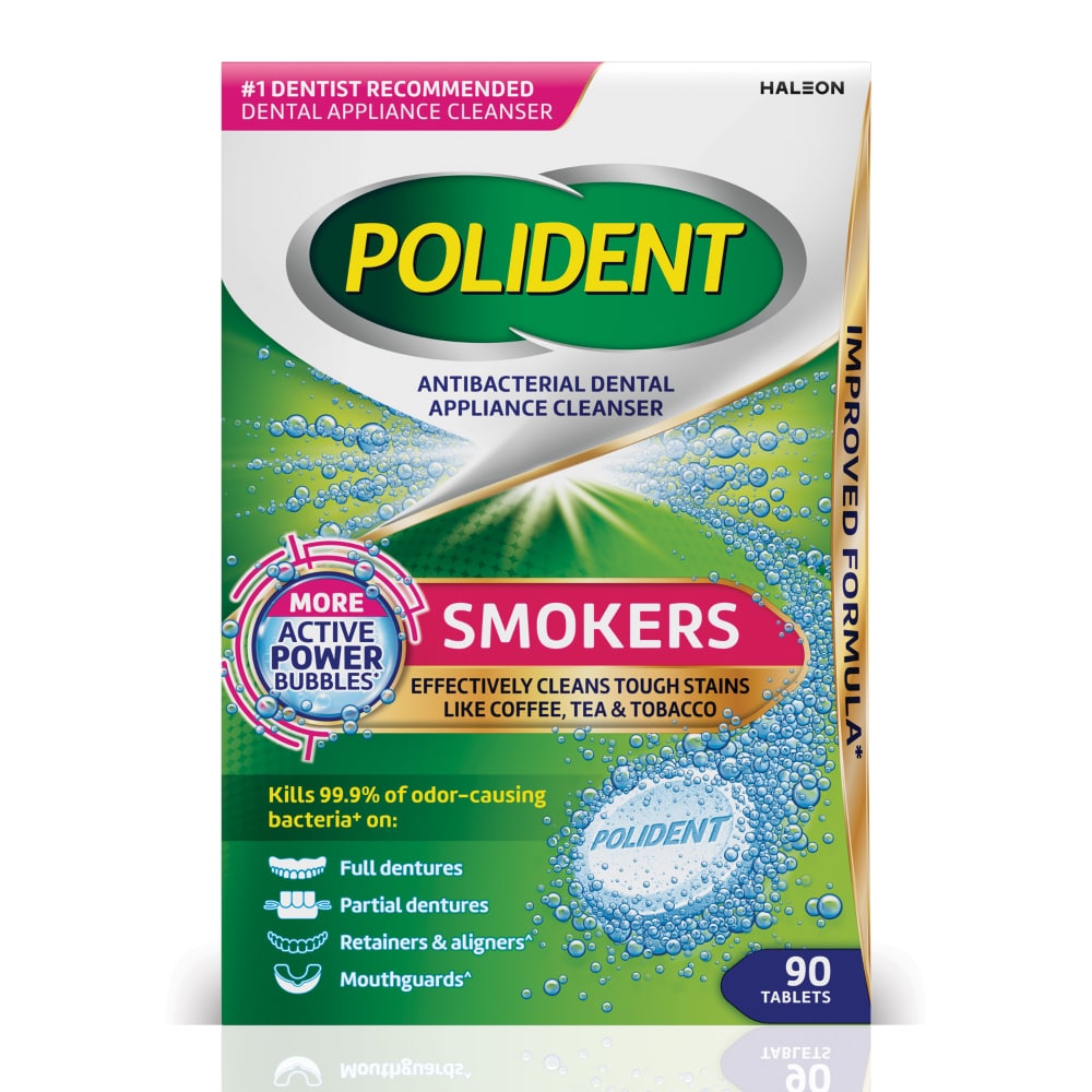 Polident Smokers Antibacterial Dental Appliance Cleanser Tablets