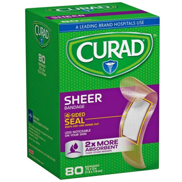 Curad Sheer Adhesive Bandages, Clear