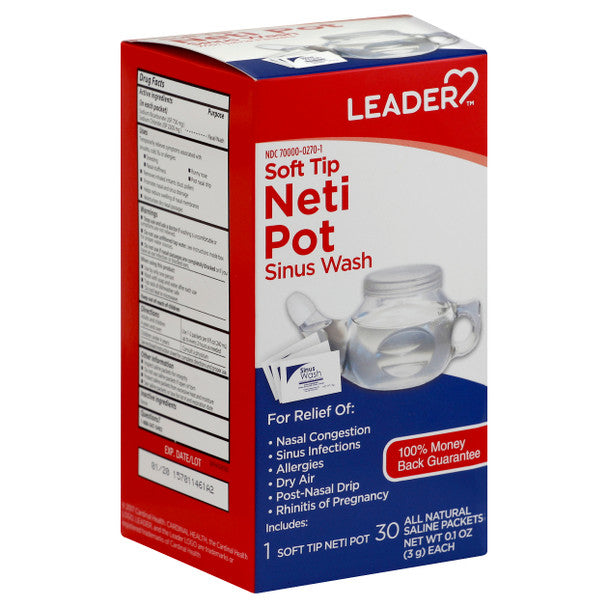 Leader Neti Pot, Soft Tip, Sinus Wash, Packets