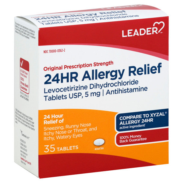 Leader 24hr Allergy Relief Tablets, 35ct 096295134124A701