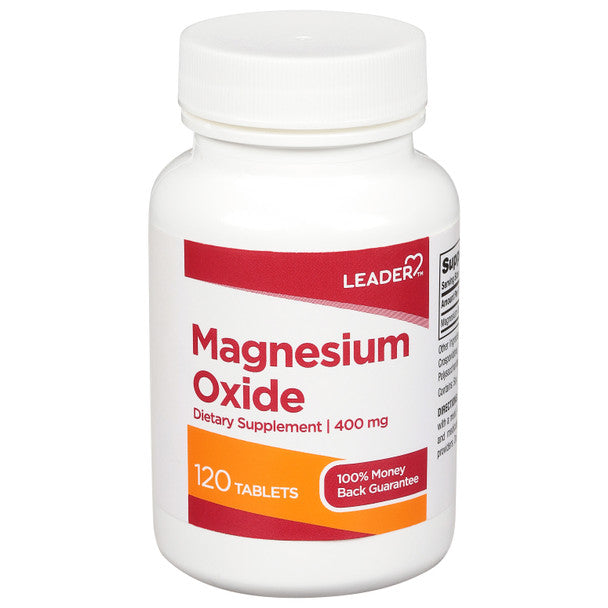 Leader Magnesium Oxide Dietary Supplement 400mg Tablets