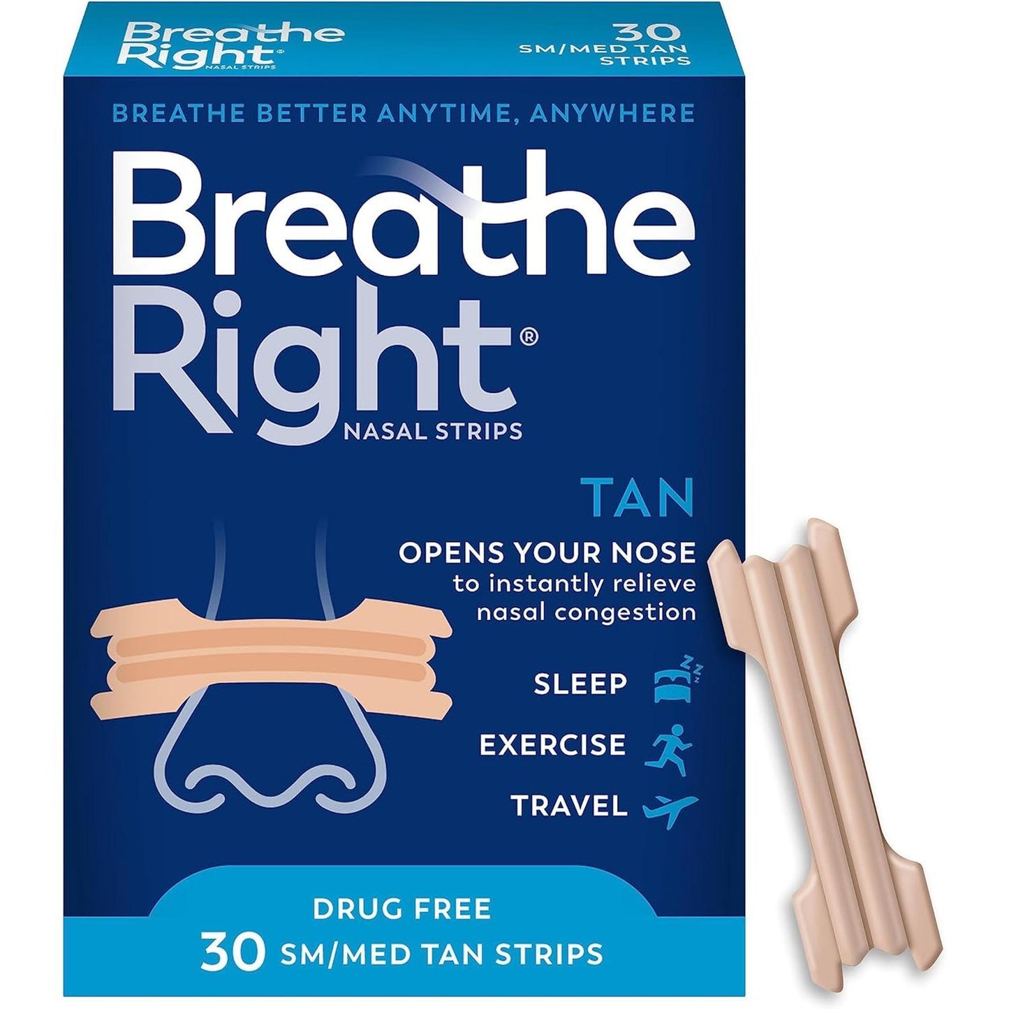 Breathe Right Nasal Strips Original Tan Small/Medium