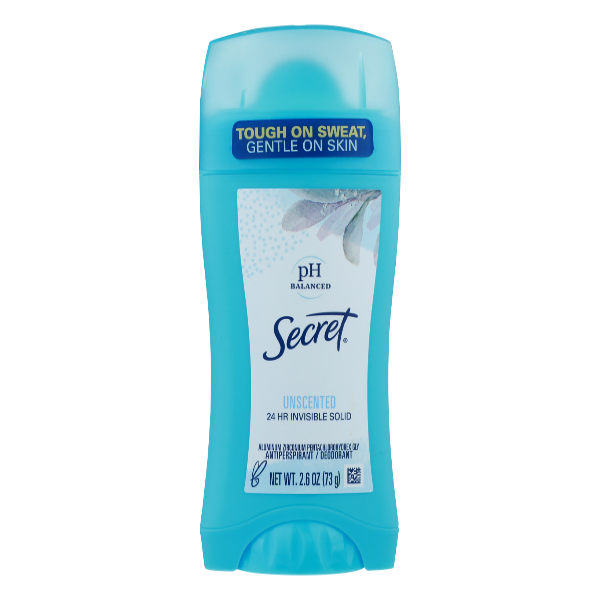 Secret pH Balanced Unscented Invisible Solid Antiperspirant & Deodorant - 2.6oz
