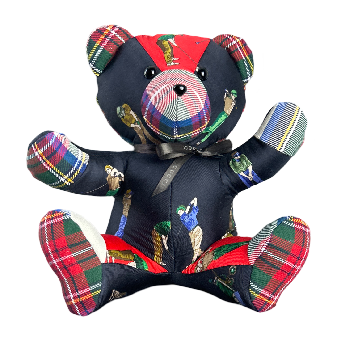 Tee Time Vintage Silk Scarf Patchwork Teddy Bear