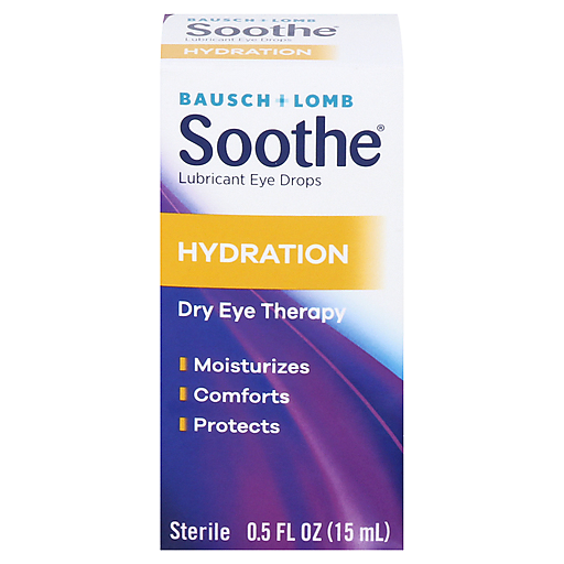 Bausch + Lomb Soothe Lubricant Eye Drops, Hydration, Sterile 0.5 Fl Oz