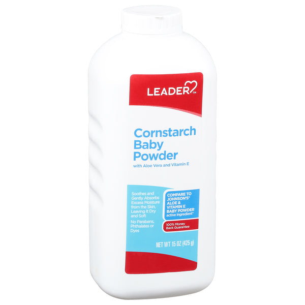 Leader, Cornstarch Baby Powder, 15 Oz