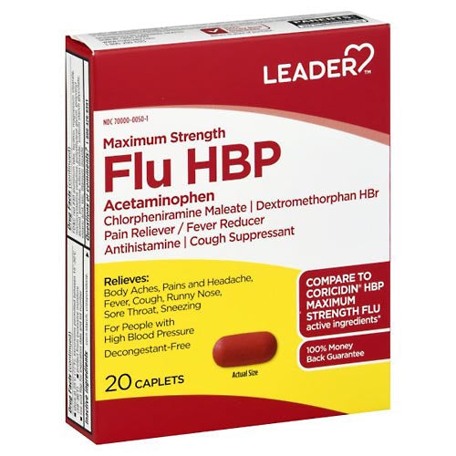 Leader Health Care Flu Hbp Acetaminophen Maximum Strength Tablets