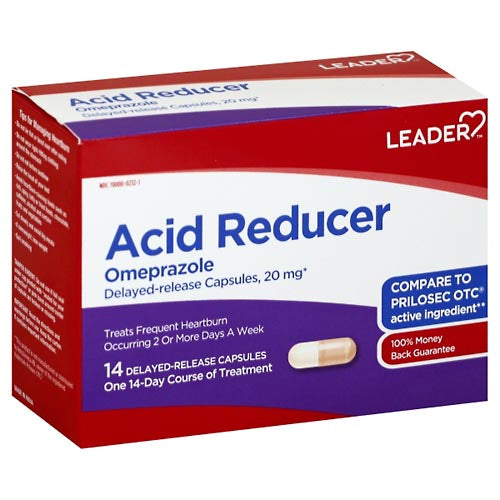 Leader Acid Reducer Omeprazole 20mg Capsules 14ct