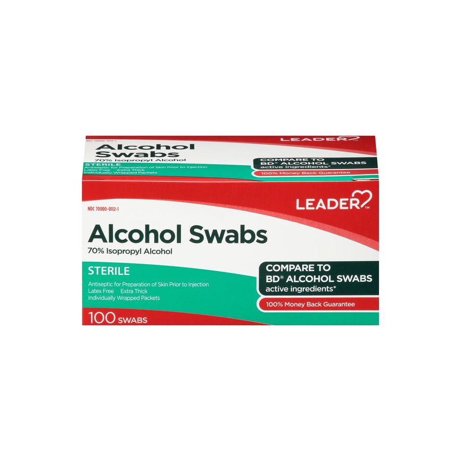Leader Alcohol Swabs Sterile Individually Wrapped Packets Latex-Free