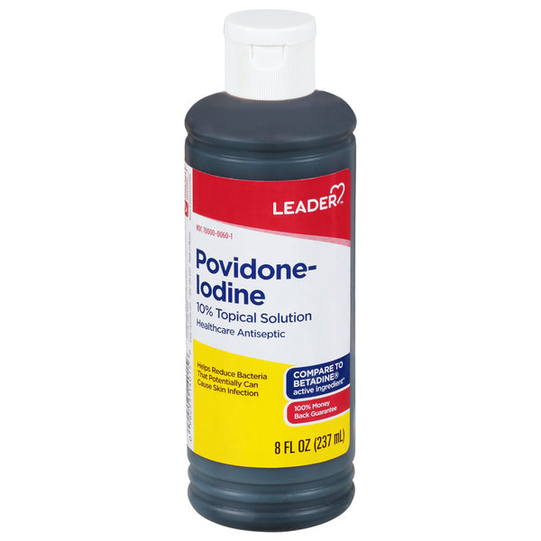 Leader Povidone Iodine Topical Solution First Aid Antiseptic Wound Cleanser 8 Oz