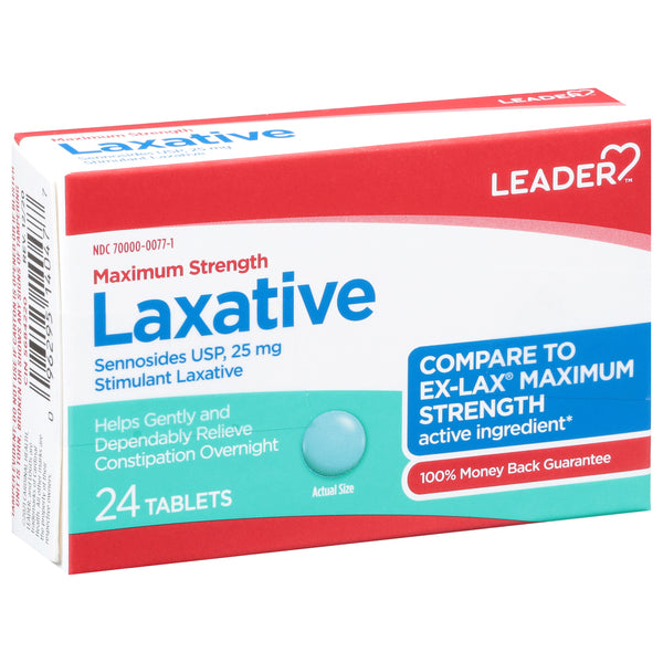 Leader Health Care Laxative, Maximum Strength, 25 Mg, Tablets