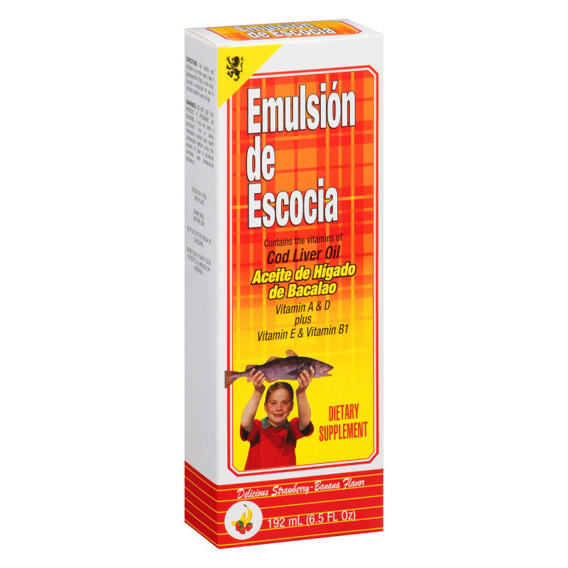 Emulsion de Escocia Cod Liver Oil, Strawberry Banana Flavor 6.5 Oz